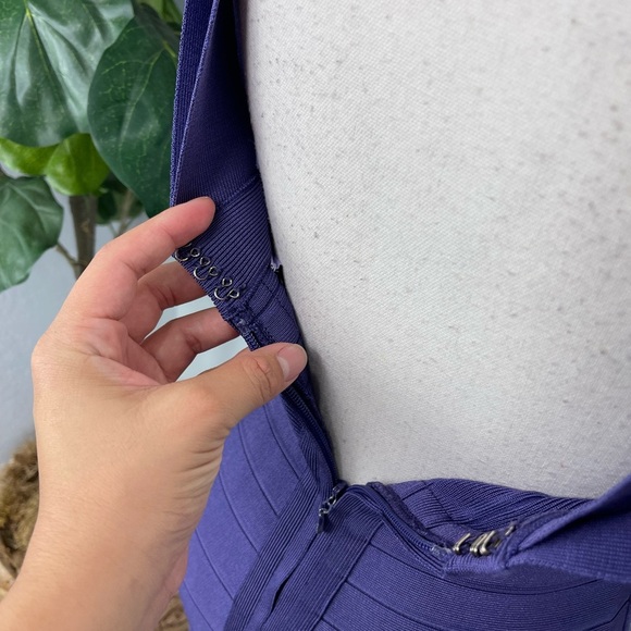 Herve Leger Purple Violet Bandage Mini Multi Strap Body Con Dress - Picture 6 of 10